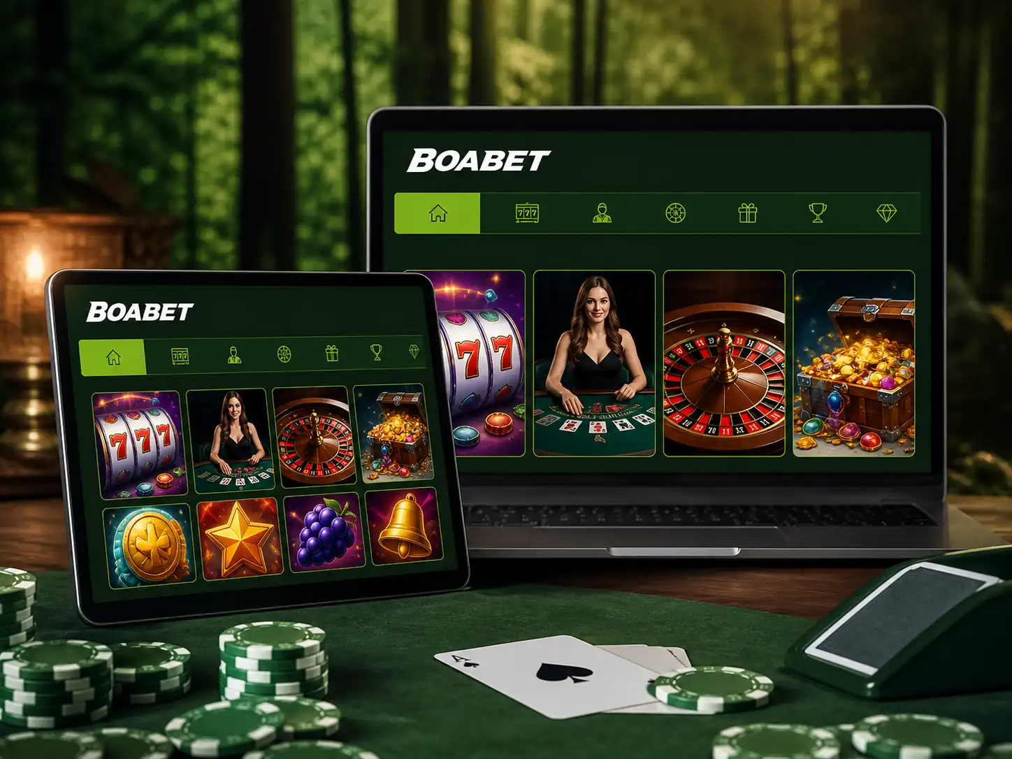 BoaBet kaszinókategóriák laptopon és táblagépen