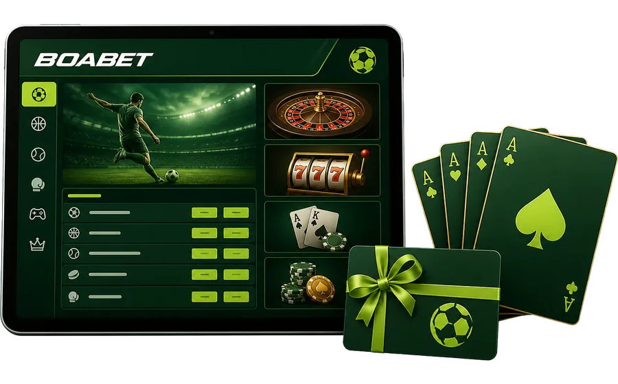 BoaBet sport- és kaszinófelület táblagépen