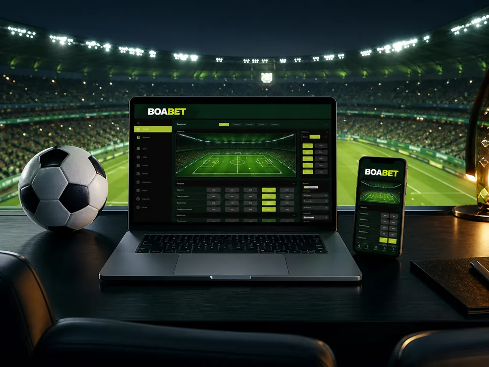 BoaBet élő labdarúgás és sportfogadási felület stadionban
